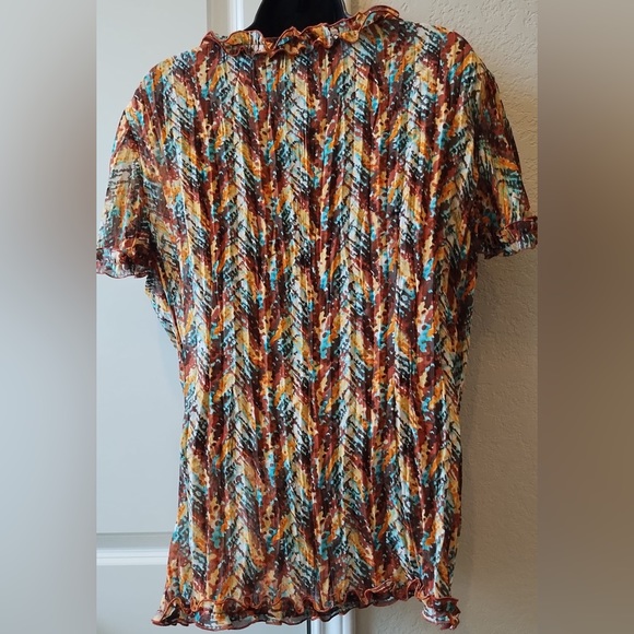 Notations Women’s multicolor Ruffle Tunic V Neck Flutter Sleeve Top XL - Picture 5 of 10